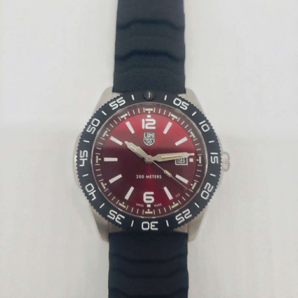 Luminox Men’s Red Dial Dive Watch with Black Bezel and Strap